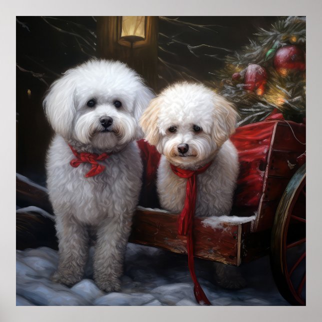 Bichon Frise Snowy Sleigh Christmas Decor (Front)
