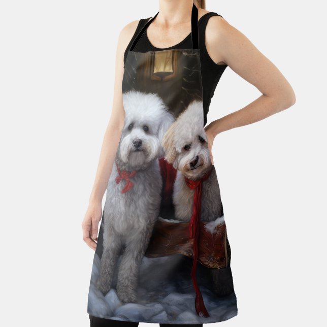 Bichon Frise Snowy Sleigh Christmas Decor Apron (Insitu)