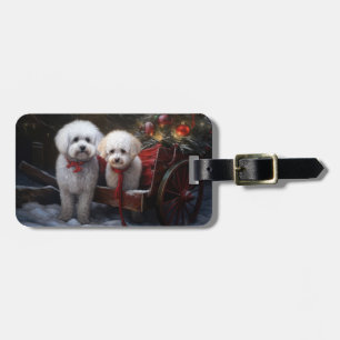 Bichon Frise Snowy Sleigh Christmas Decor Luggage Tag