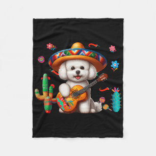 Bichon Frise Sombrero Mexican Guitar Cinco De Mayo Fleece Blanket