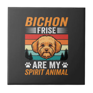 Bichon Frise Spirit Animal Retro Dog Ceramic Tile