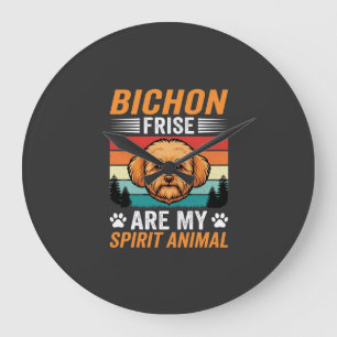 Bichon Frise Spirit Animal Retro Dog Large Clock
