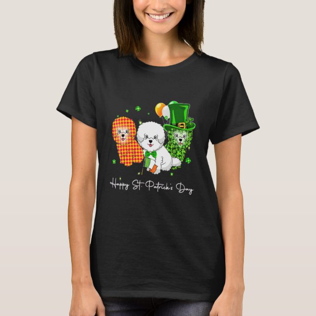 Bichon Frise St Patricks Day Boys Kids Girls Shamr T-Shirt (Front)