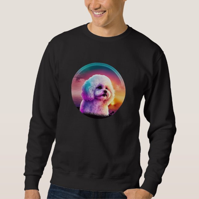 Bichon Frise Synthwave 80s Retrowave Aesthetic  1 Sweatshirt (Front)