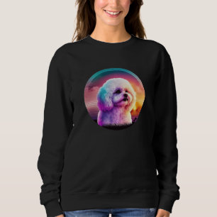 Bichon Frise Synthwave 80s Retrowave Aesthetic  1 Sweatshirt