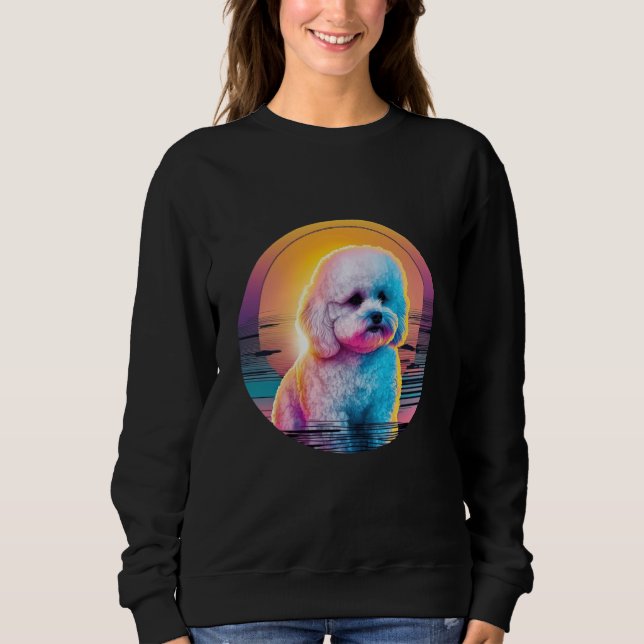 Bichon Frise Synthwave 80s Retrowave Aesthetic Sweatshirt (Front)