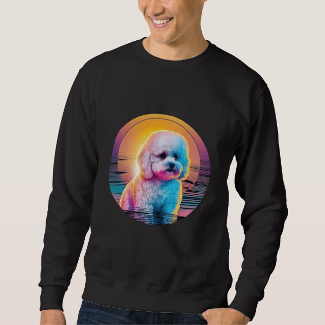 Bichon Frise Synthwave 80s Retrowave Aesthetic Sweatshirt (Front)
