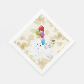 Bichon Frise Tan Leaves and Balloons Napkin