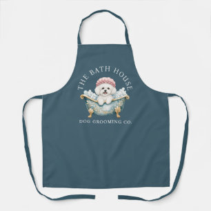 Bichon Frise Teal Dog Grooming Apron Deluxe