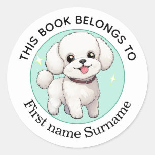 Bichon Frise This Book Belongs To Custom Classic Round Sticker