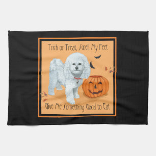 Bichon Frise Trick or Treat Tea Towel
