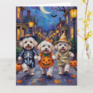 Bichon Frise Trick-or-Treating Halloween Costumes Card