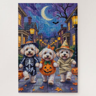 Bichon Frise Trick-or-Treating Halloween Costumes Jigsaw Puzzle