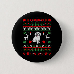Bichon Frise Ugly Christmas Sweater 6 Cm Round Badge