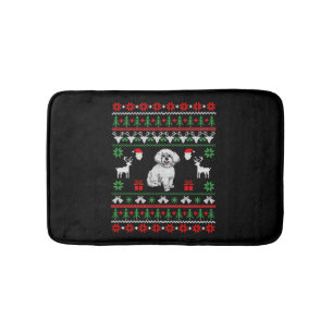 Bichon Frise Ugly Christmas Sweater Bath Mat