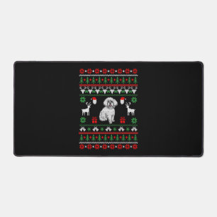 Bichon Frise Ugly Christmas Sweater Desk Mat