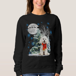 Bichon Frise Under Moonlight Snow Christmas Pajama Sweatshirt