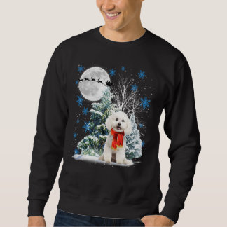 Bichon Frise Under Moonlight Snow Christmas Pajama Sweatshirt
