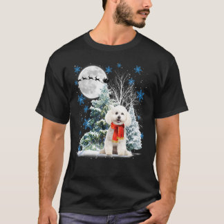Bichon Frise Under Moonlight Snow Christmas Pajama T-Shirt