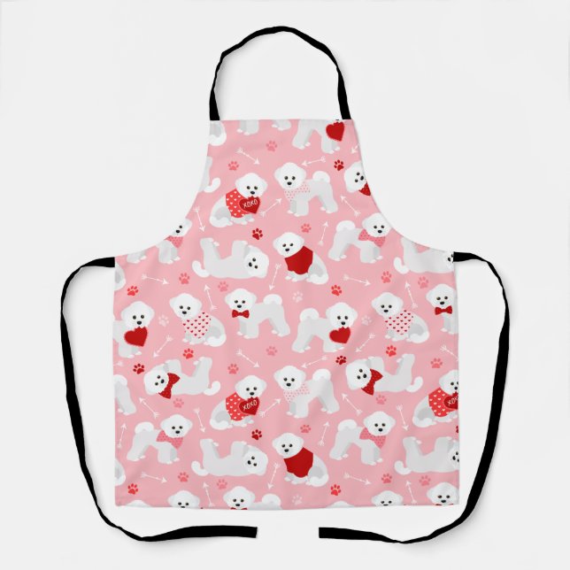 Bichon Frise Valentine Pattern Apron (Front)