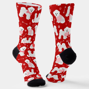 Bichon Frise Valentine Pattern Socks