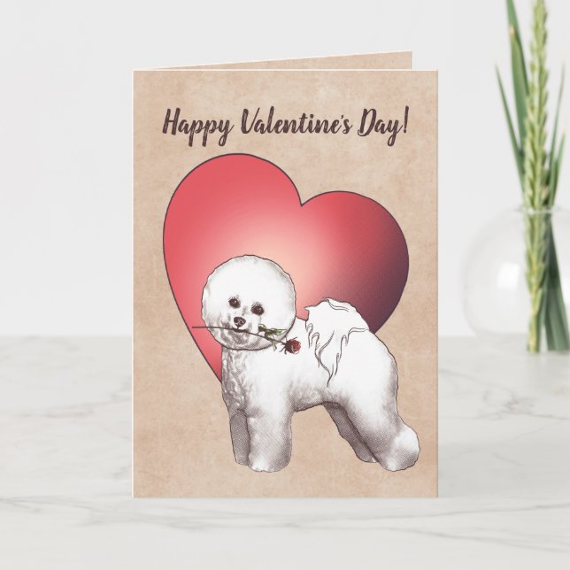 Bichon Frise Valentine's Day Card (Front)