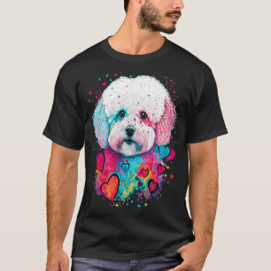 Bichon Frise Valentines Day Cute Dog Heart Silhou T-Shirt