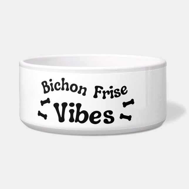 Bichon Frise Vibes Ceramic Dog Bowl (Left)