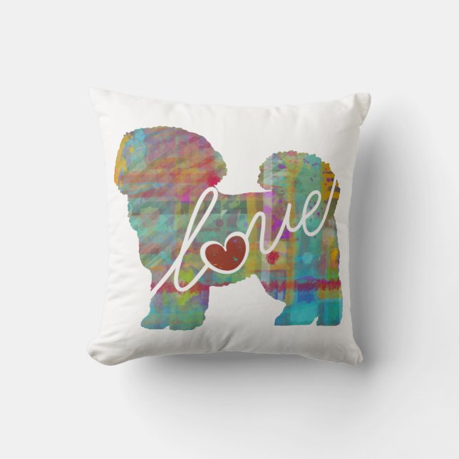 Bichon Frise Watercolor Cushion (Front)