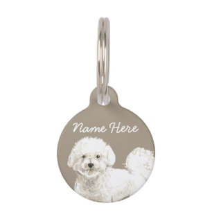 Bichon Frise White Dog Cute Curl Pet Tag