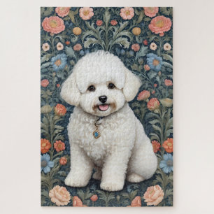 Bichon Frisé William Morris Inspired Floral Jigsaw Puzzle