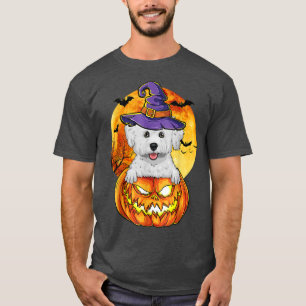 Bichon Frise Witch Pumpkin Halloween Dog Lover Fun T-Shirt