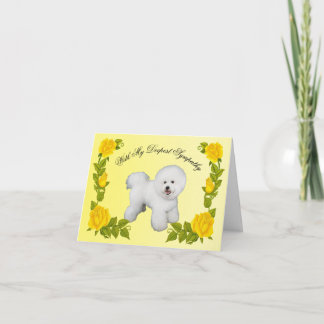 Bichon Frise with Yellow Roses, Sympathy, Pet Loss Card