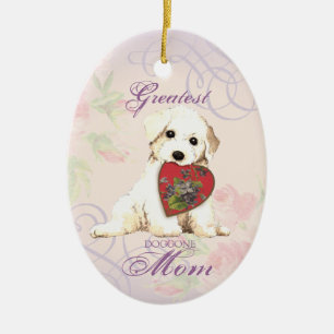 Bichon Heart Mum Ceramic Ornament