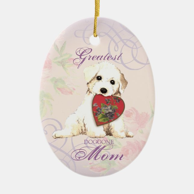 Bichon Heart Mum Ceramic Ornament (Front)