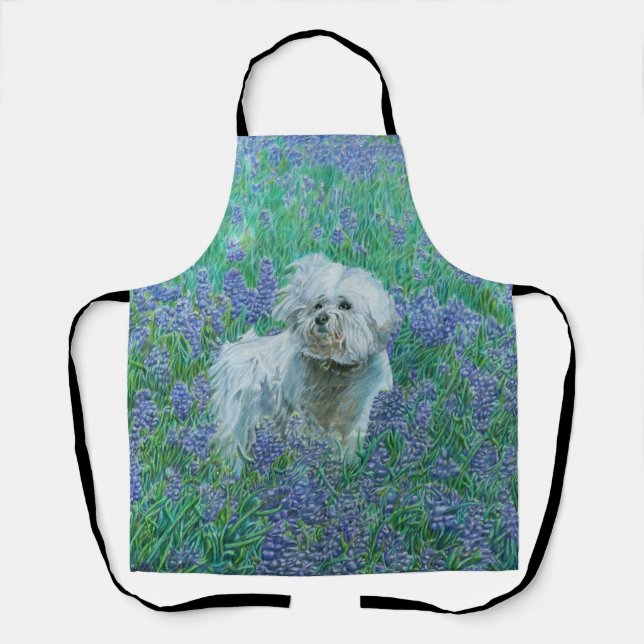 Bichon in Bluebonnets Apron (Front)
