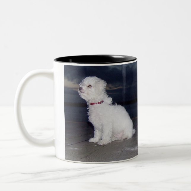 Bichons At Dusk Two-Tone Coffee Mug (Left)