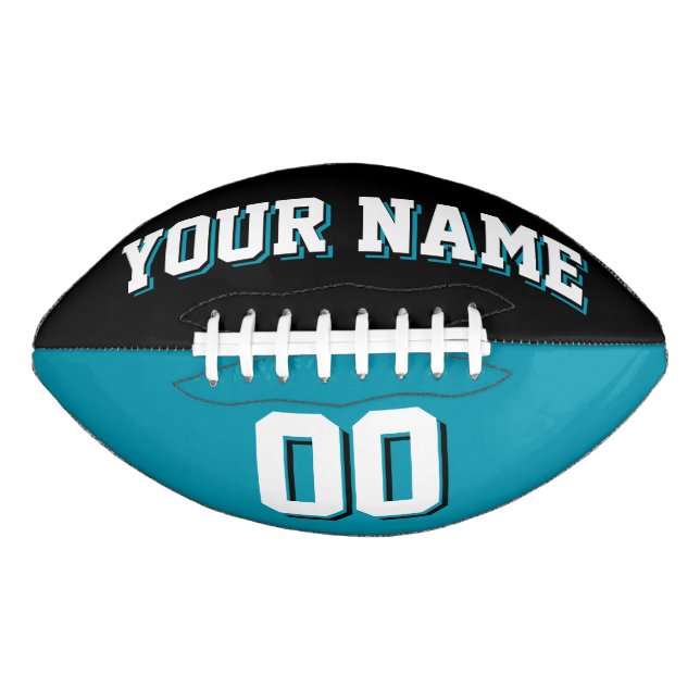 BICOLORED Black And Teal Custom Football (Front)