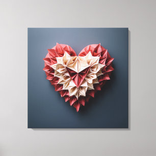 Bicolour origami heart canvas print