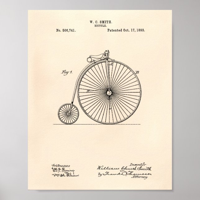 Bicycle 1893 Patent Art Old Peper Poster (Front)