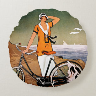 Bicycle Ad, 1925 Round Cushion