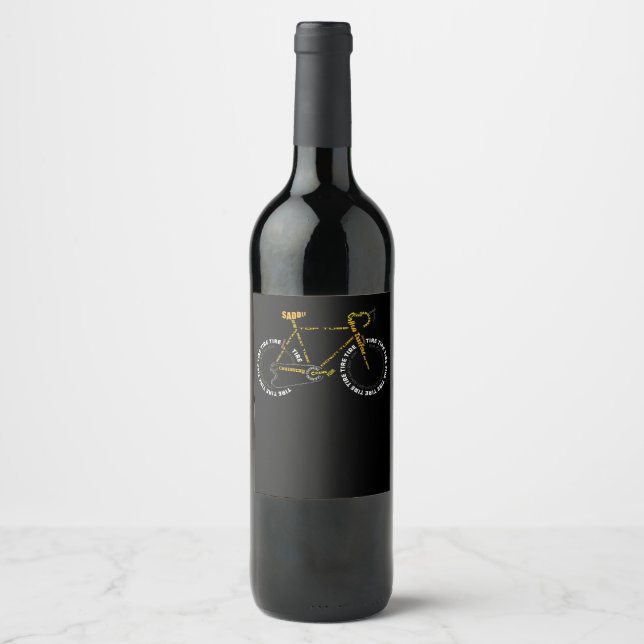Bicycle Anatomy   Cute Cycling Is Life  Gift Wine Label (Front)