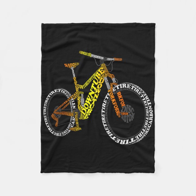 Bicycle Anatomy Mountain Bike Mtb Parts Funny Bike Fleece Blanket (Front)