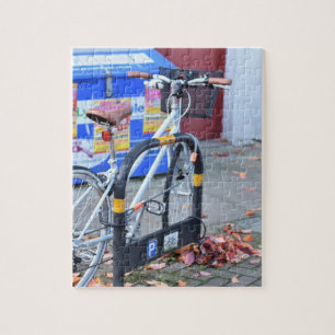 Bicycle and Autumn Leaves Islington London UK Jigsaw Puzzle