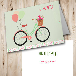 Bicycle and Balloons Birthday Card