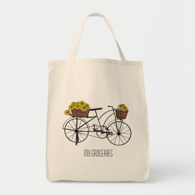 Bicycle And Baskets of Flowers Tote Bag (Front)