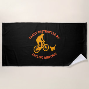 bicycle and cat beach towel