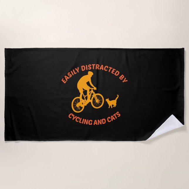 bicycle and cat beach towel (Front)