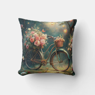 Bicycle and Flowers Cushion