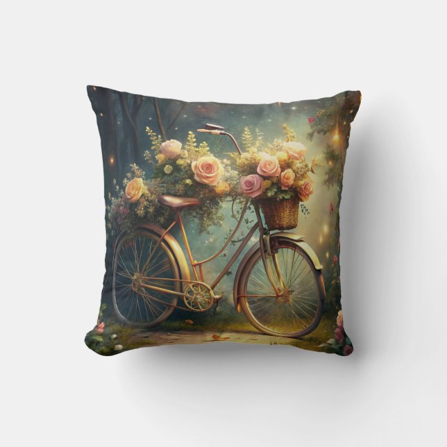 Bicycle and Flowers Cushion (Front)